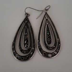 Dark Silver Drop Earrings